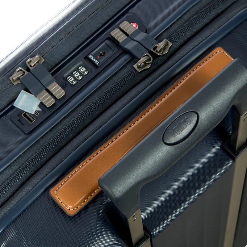 Brics Taormina - 4-Rollen-Kabinentrolley mit Vortasche 55 cm erw. USB (blau)