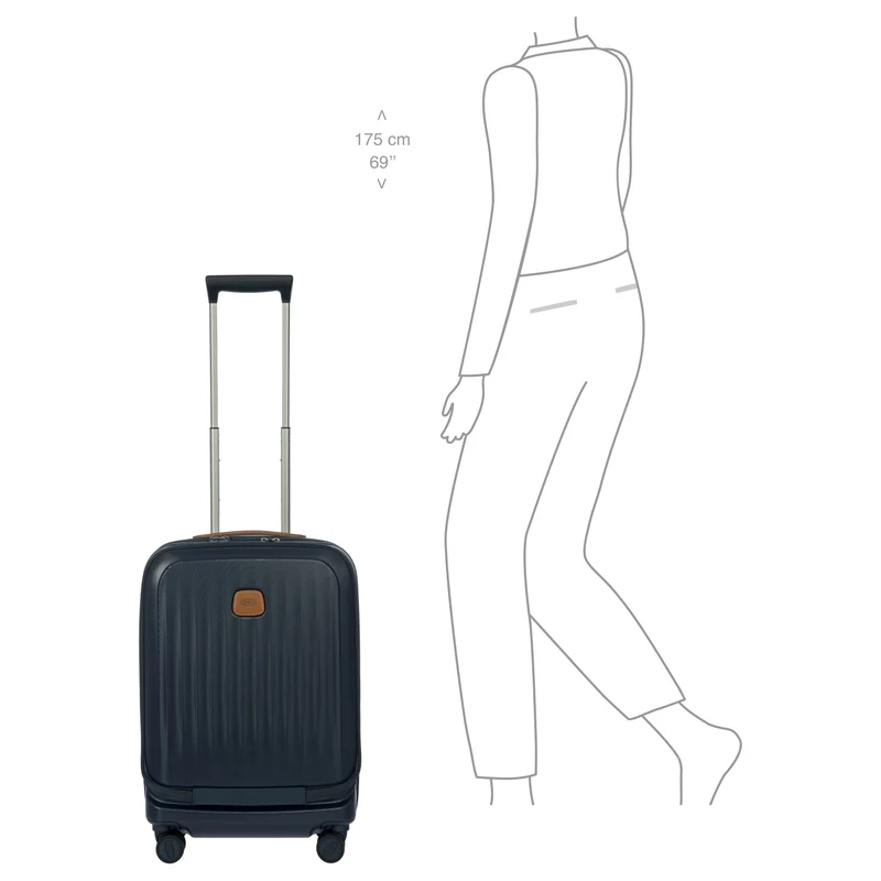Brics Taormina - 4-Rollen-Kabinentrolley mit Vortasche 55 cm erw. USB (blau)