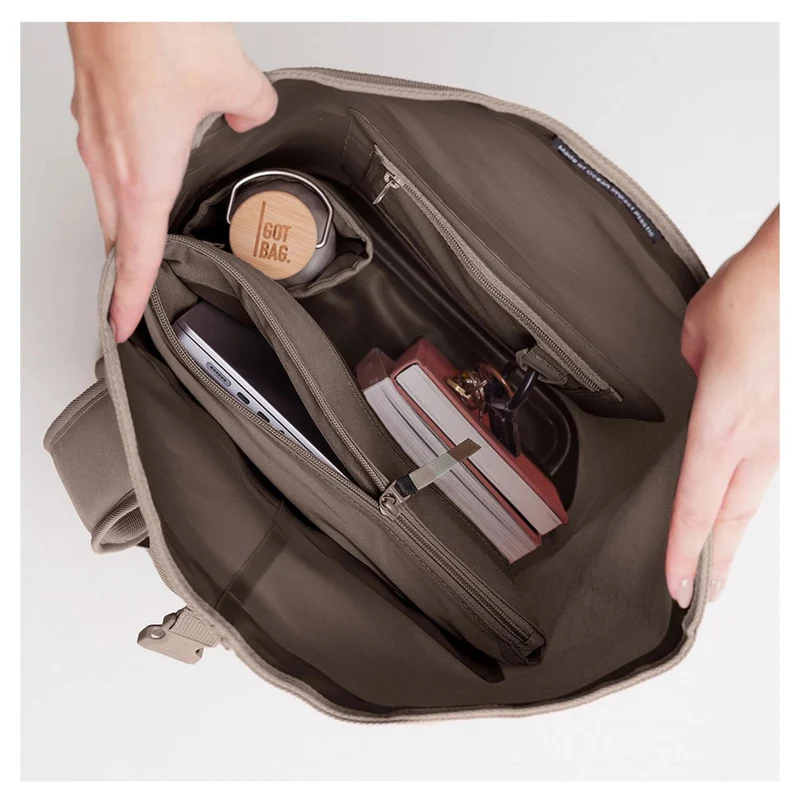 Got Bag ROLLTOP 2.0 Backpack Rucksack 15" monochrome oyster braun