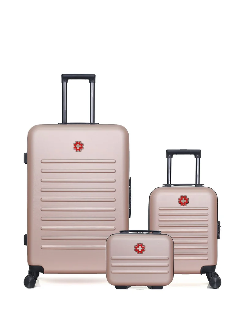 SWISS KOPPER - 3er-Pack - Großer Koffer, Handgepäck XXS und Kosmetikkoffer WIL