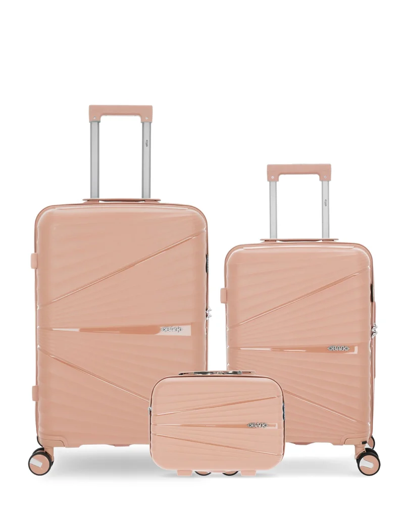 OBAGO – 3er-Pack – Mittelgroßer Koffer, Handgepäck und großer Kosmetikkoffer VELA
