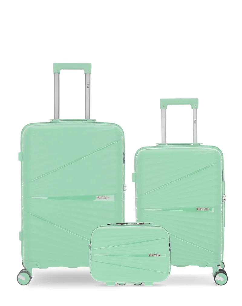 OBAGO – 3er-Pack – Mittelgroßer Koffer, Handgepäck und großer Kosmetikkoffer VELA