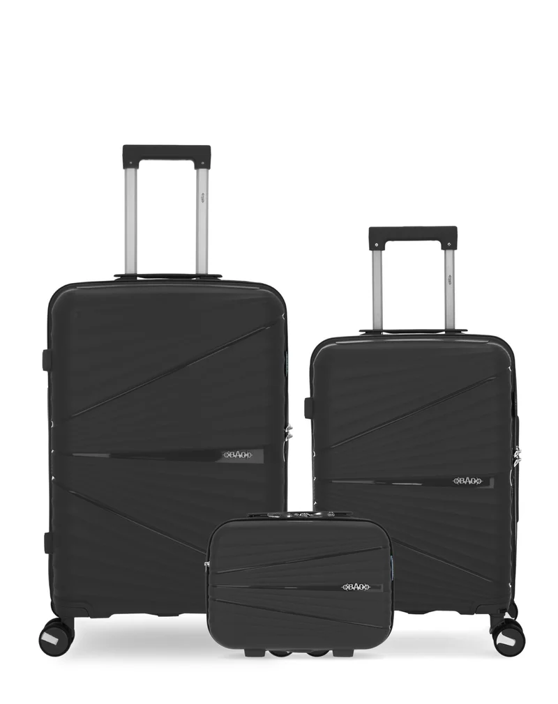 OBAGO – 3er-Pack – Mittelgroßer Koffer, Handgepäck und großer Kosmetikkoffer VELA