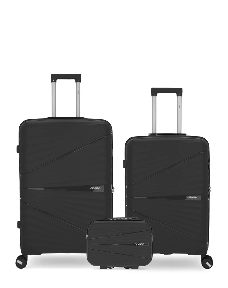OBAGO – 3er-Pack – Großer Koffer, mittelgroßer Koffer und großer Kosmetikkoffer VELA