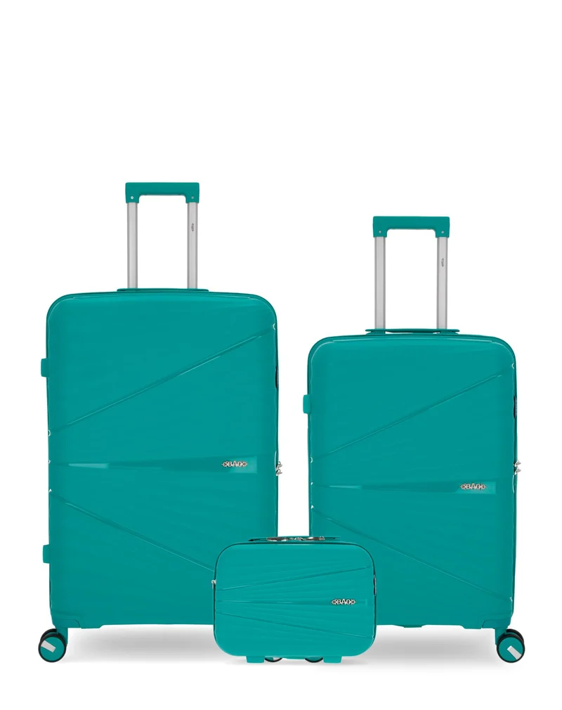OBAGO – 3er-Pack – Großer Koffer, mittelgroßer Koffer und großer Kosmetikkoffer VELA
