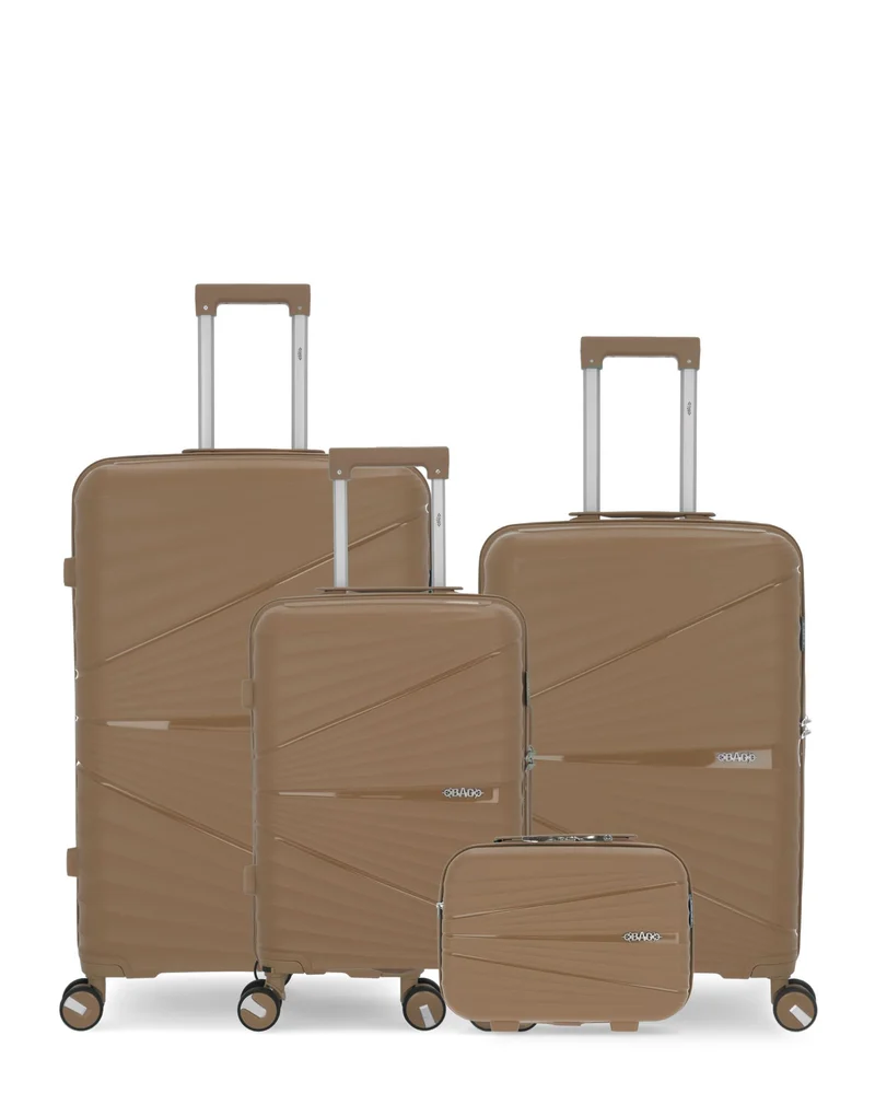 OBAGO – 4er-Pack – Großer Koffer, mittelgroßer Koffer, Handgepäck und großer Kosmetikkoffer VELA