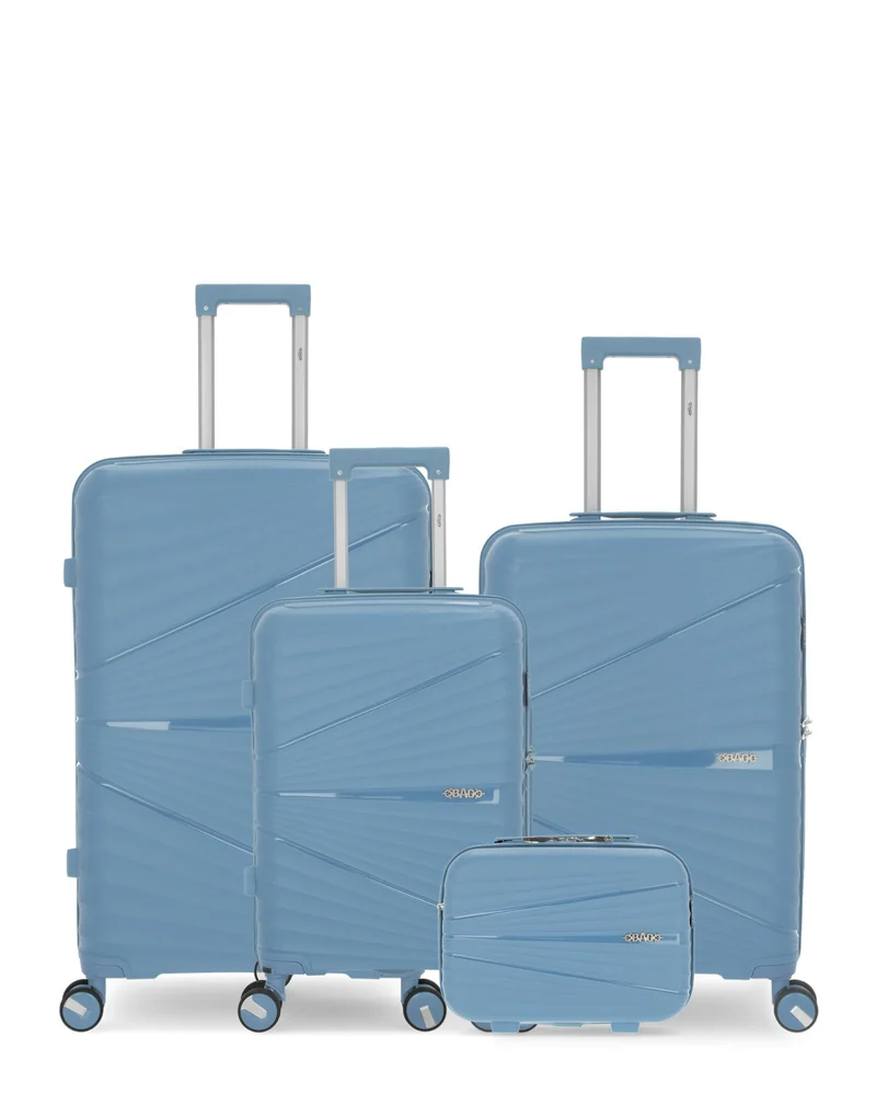 OBAGO – 4er-Pack – Großer Koffer, mittelgroßer Koffer, Handgepäck und großer Kosmetikkoffer VELA