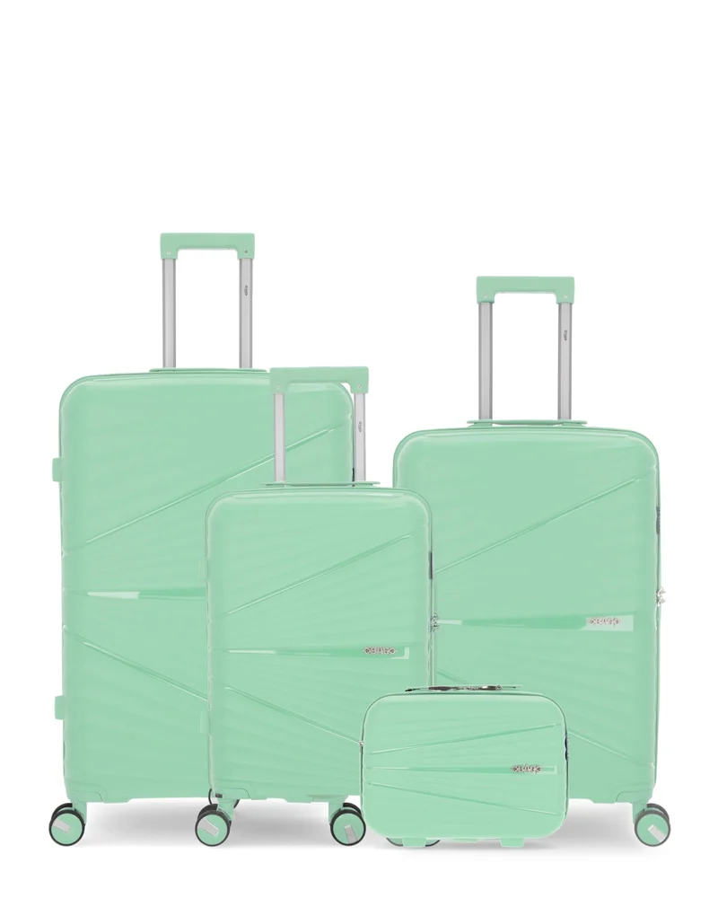 OBAGO – 4er-Pack – Großer Koffer, mittelgroßer Koffer, Handgepäck und großer Kosmetikkoffer VELA