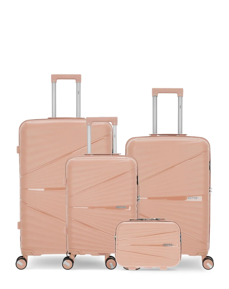 OBAGO – 4er-Pack – Großer Koffer, mittelgroßer Koffer, Handgepäck und großer Kosmetikkoffer VELA