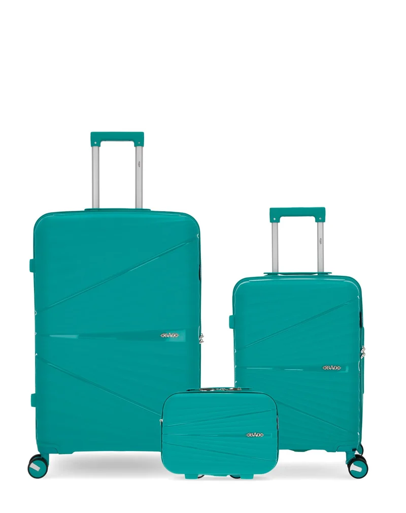 OBAGO – 3er-Pack – Großer Koffer, Handgepäck und großer Kosmetikkoffer VELA