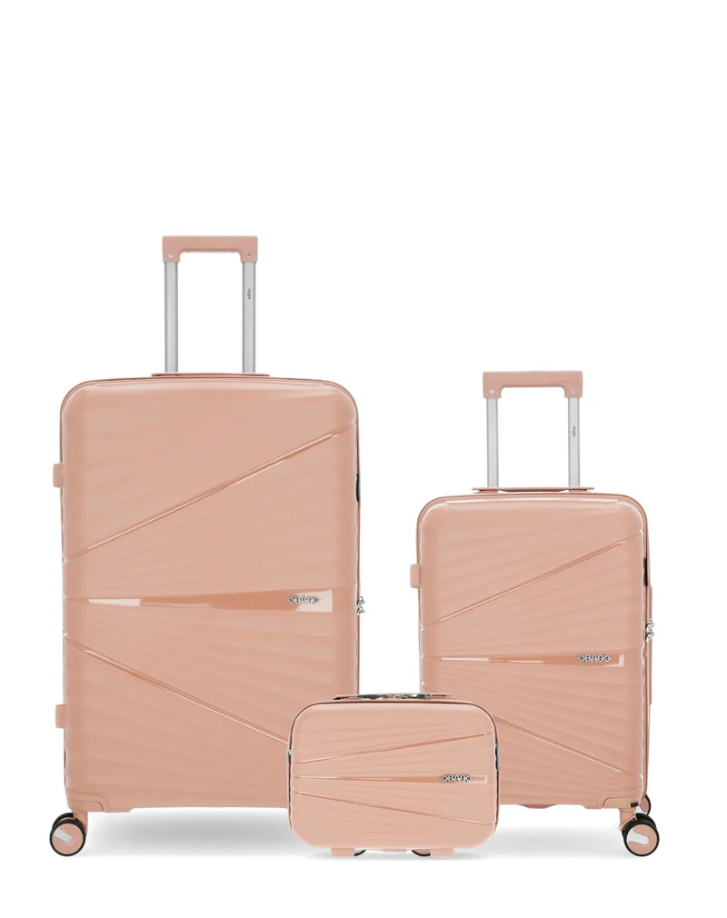 OBAGO – 3er-Pack – Großer Koffer, Handgepäck und großer Kosmetikkoffer VELA