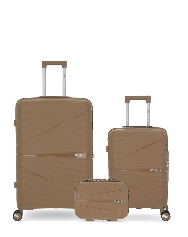 OBAGO – 3er-Pack – Großer Koffer, Handgepäck und großer Kosmetikkoffer VELA