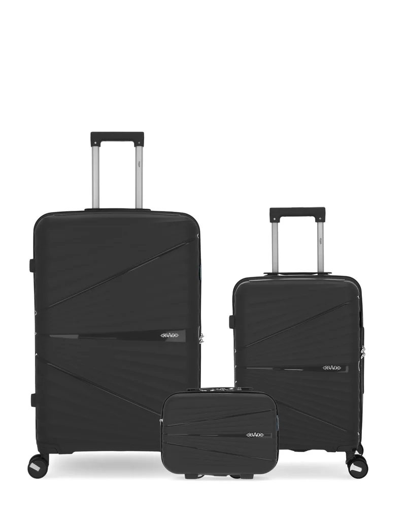 OBAGO – 3er-Pack – Großer Koffer, Handgepäck und großer Kosmetikkoffer VELA