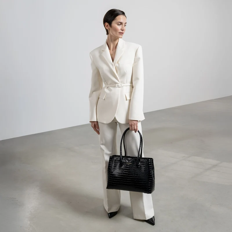 Isabel Bernard Honoré Cloe Kroko Schwarze Handtasche IB25007