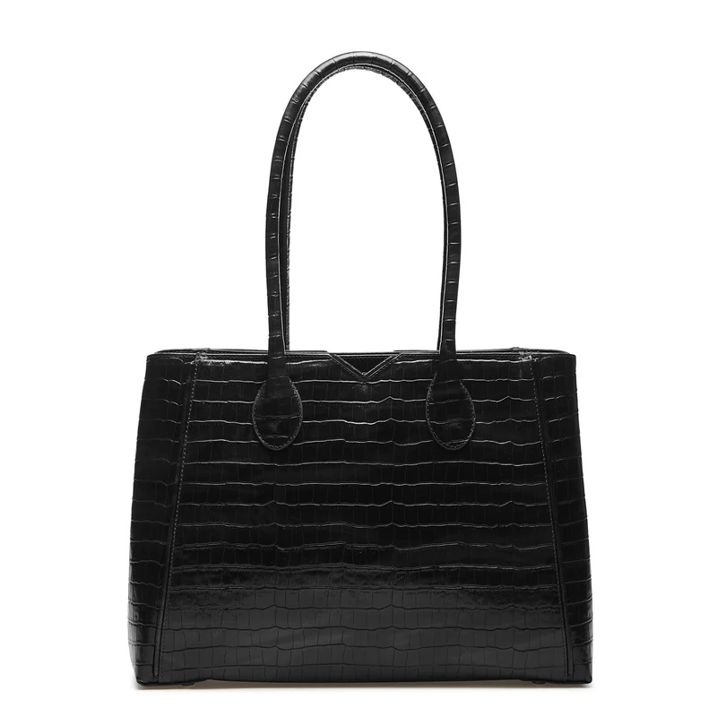 Isabel Bernard Honoré Cloe Kroko Schwarze Handtasche IB25007