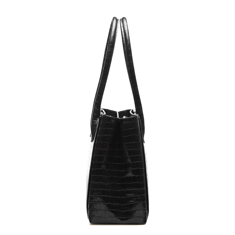 Isabel Bernard Honoré Cloe Kroko Schwarze Handtasche IB25007