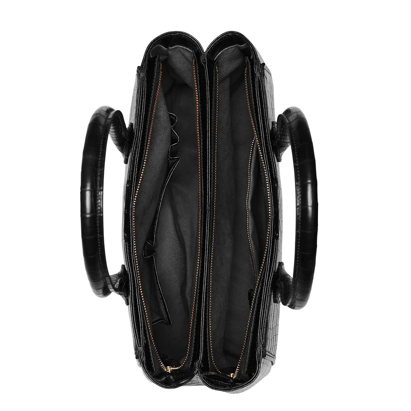 Isabel Bernard Honoré Cloe Kroko Schwarze Handtasche IB25007