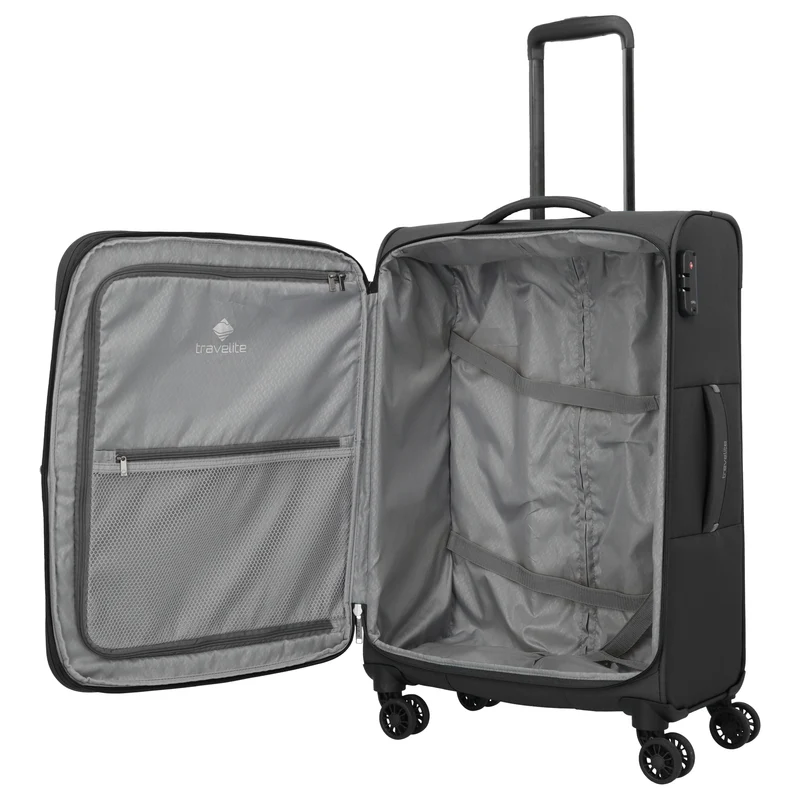 Travelite Umbria - 4-Rollen-Trolley M 67 cm erw. (schwarz)