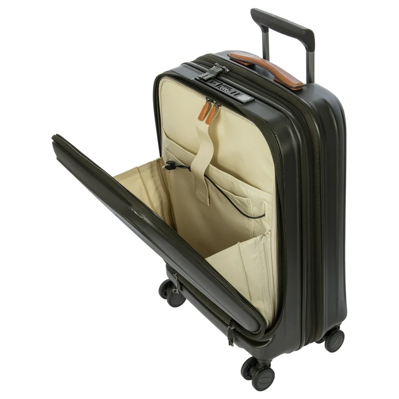 Brics Taormina - 4-Rollen-Kabinentrolley mit Vortasche 55 cm erw. USB (olive)