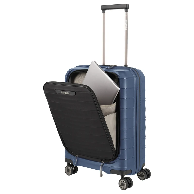 Travelite Mooby - 4-Rollen-Kabinentrolley mit Vortasche S 55 cm (marine)