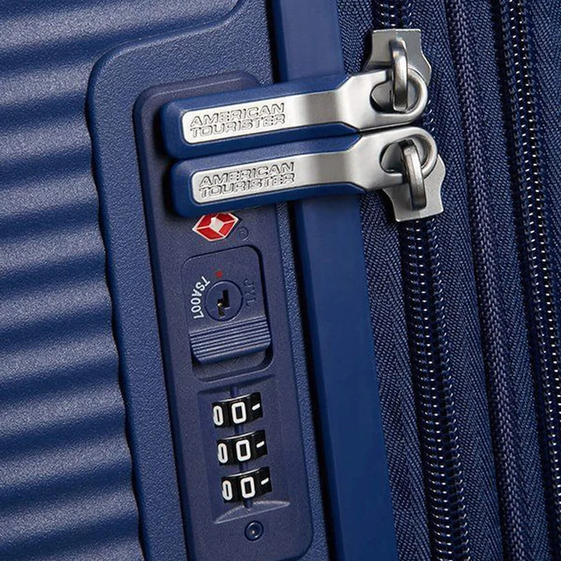 American Tourister Soundbox - 4-Rollen-Kabinentrolley 55 cm erw. (blau)