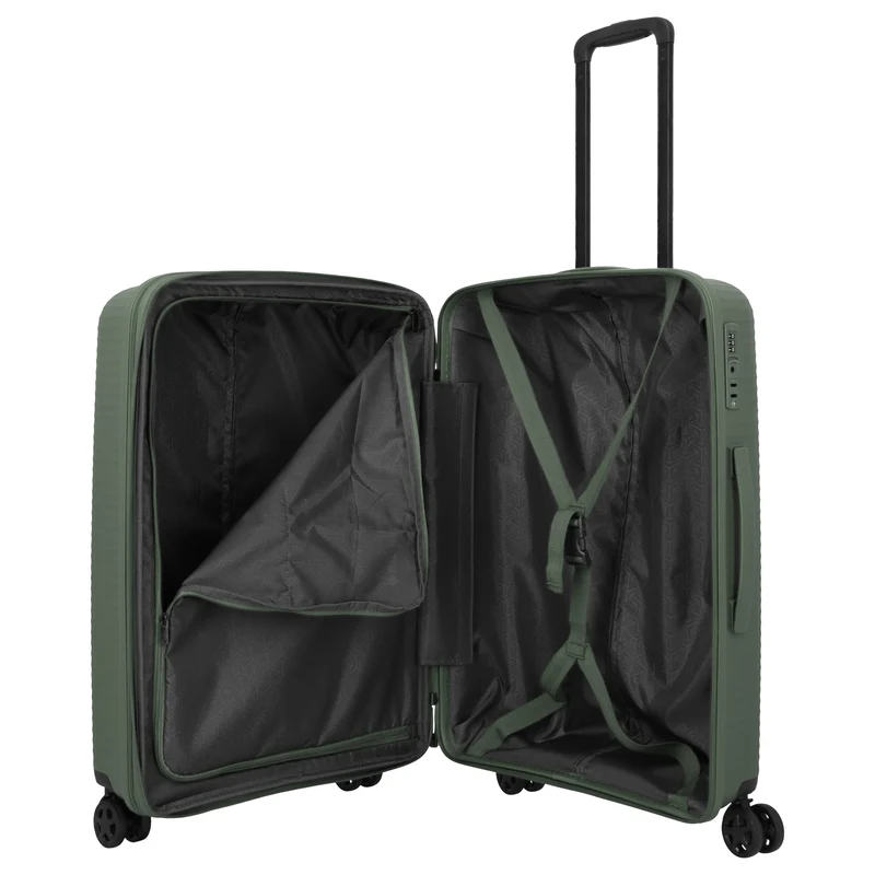 Travelite Air Stripe - 4-Rollen-Trolley 66 cm erw. (green)