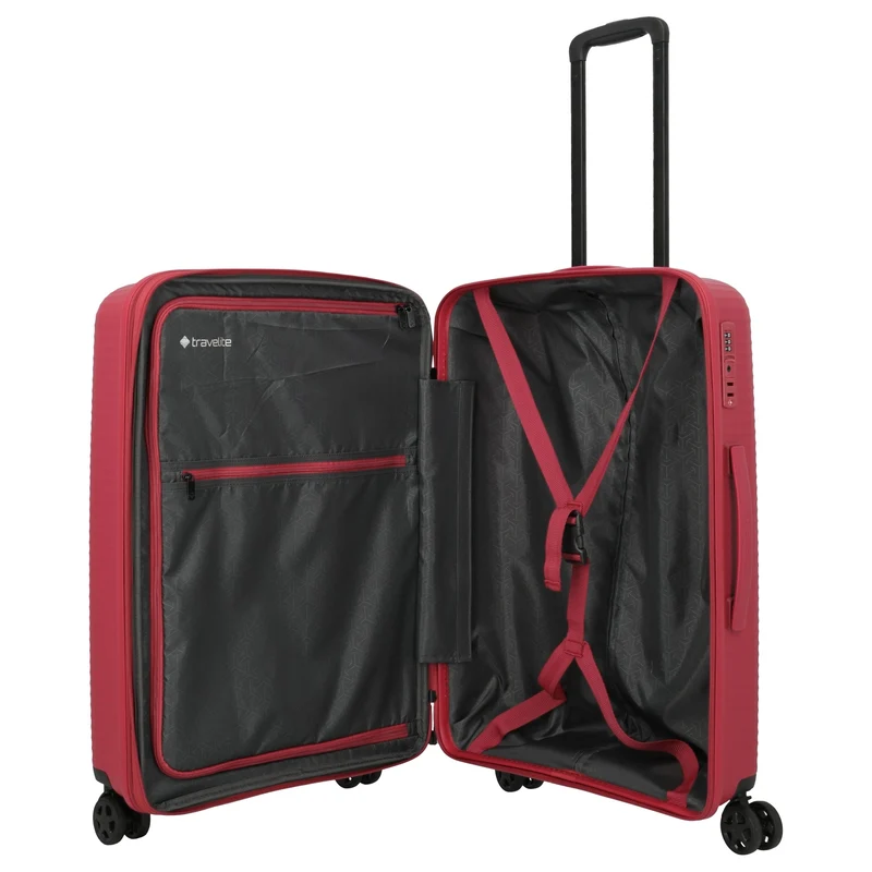 Travelite Air Stripe - 4-Rollen-Trolley 66 cm erw. (red)