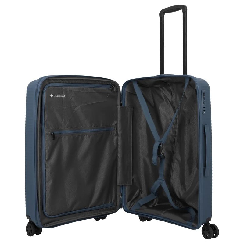 Travelite Air Stripe - 4-Rollen-Trolley 66 cm erw. (navy)