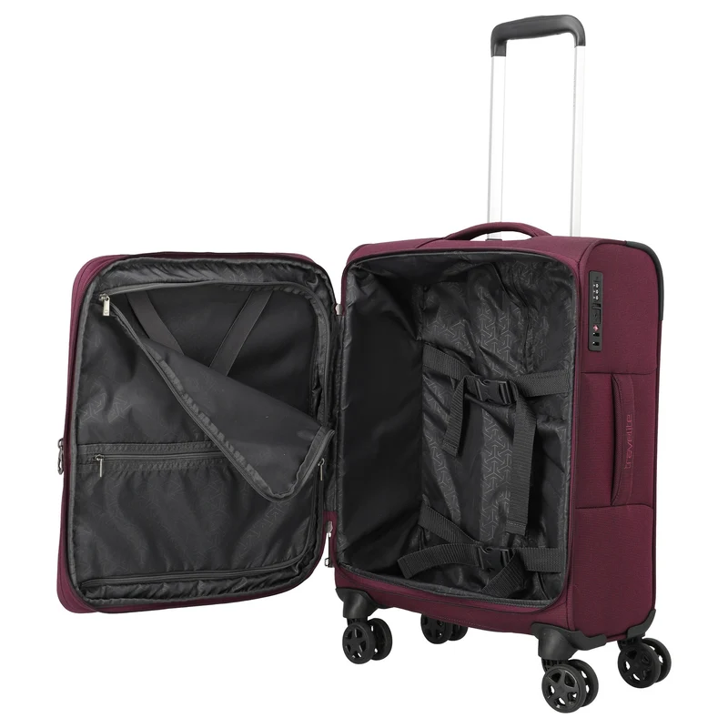 Travelite Cubis - 4-Rollen-Kabinentrolley 55 cm erw. (berry)