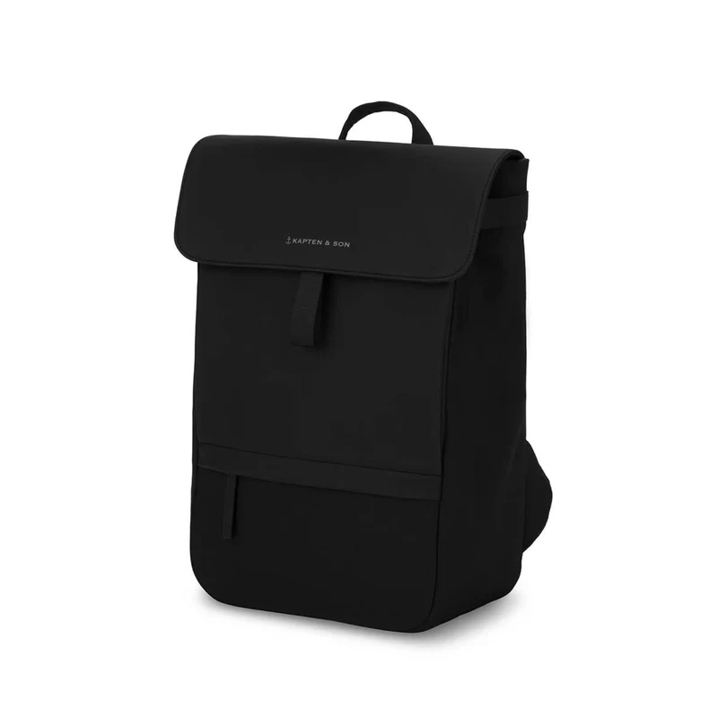 Kapten & Son Rucksack Fyn Small mit Laptopfach 13 Zoll All black Schwarz