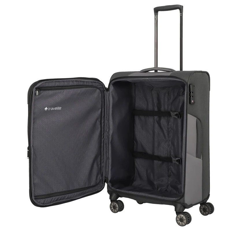Travelite Viia - 4-Rollen-Trolley M 67 cm erw. (Schiefer)