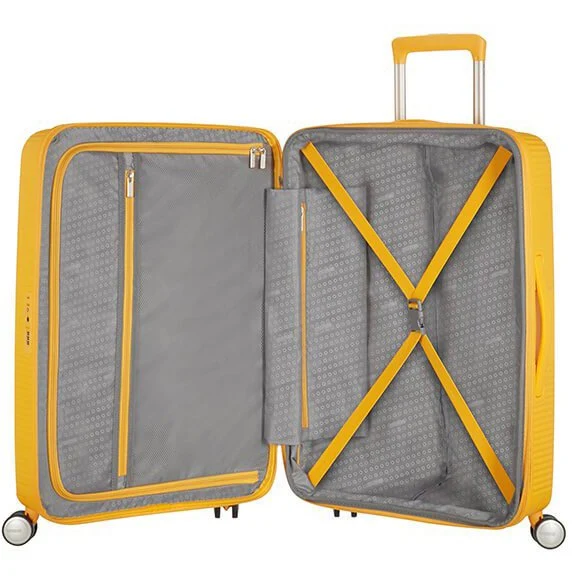 American Tourister Soundbox - 4-Rollen-Trolley 67 cm erw. (gelb)