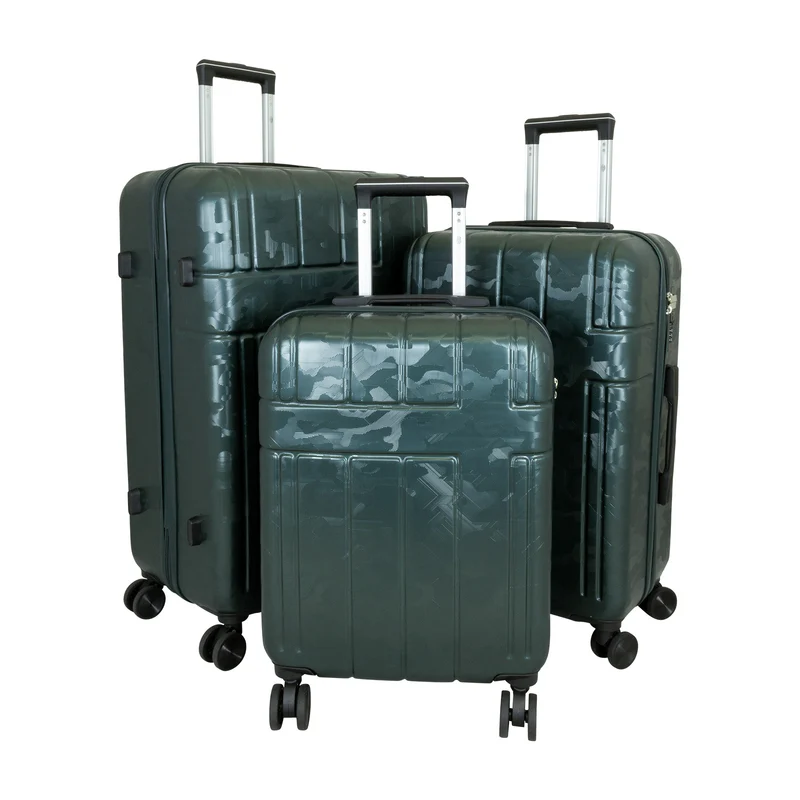 Urban Camouflage ABS-Hartschalen-Kofferset 3tlg Adventure Line in DarkGreen DarkRed ShinyBlack