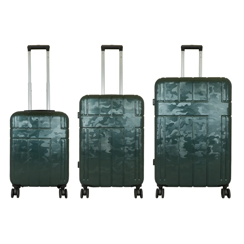 Urban Camouflage ABS-Hartschalen-Kofferset 3tlg Adventure Line in DarkGreen DarkRed ShinyBlack