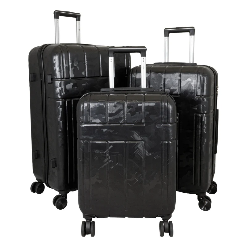 Urban Camouflage ABS-Hartschalen-Kofferset 3tlg Adventure Line in DarkGreen DarkRed ShinyBlack