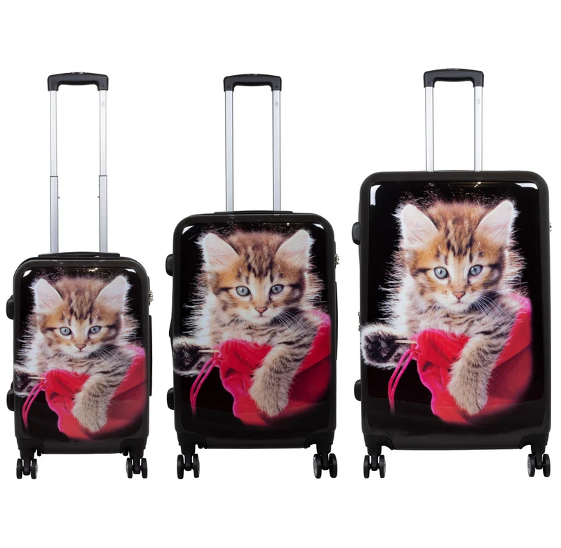 Motivkoffer Design Katzen-Baby mit Wollknäuel – Reisekoffer mit Motiv – Hartschale ABS/Polycarbonat – S M L – leicht & robust