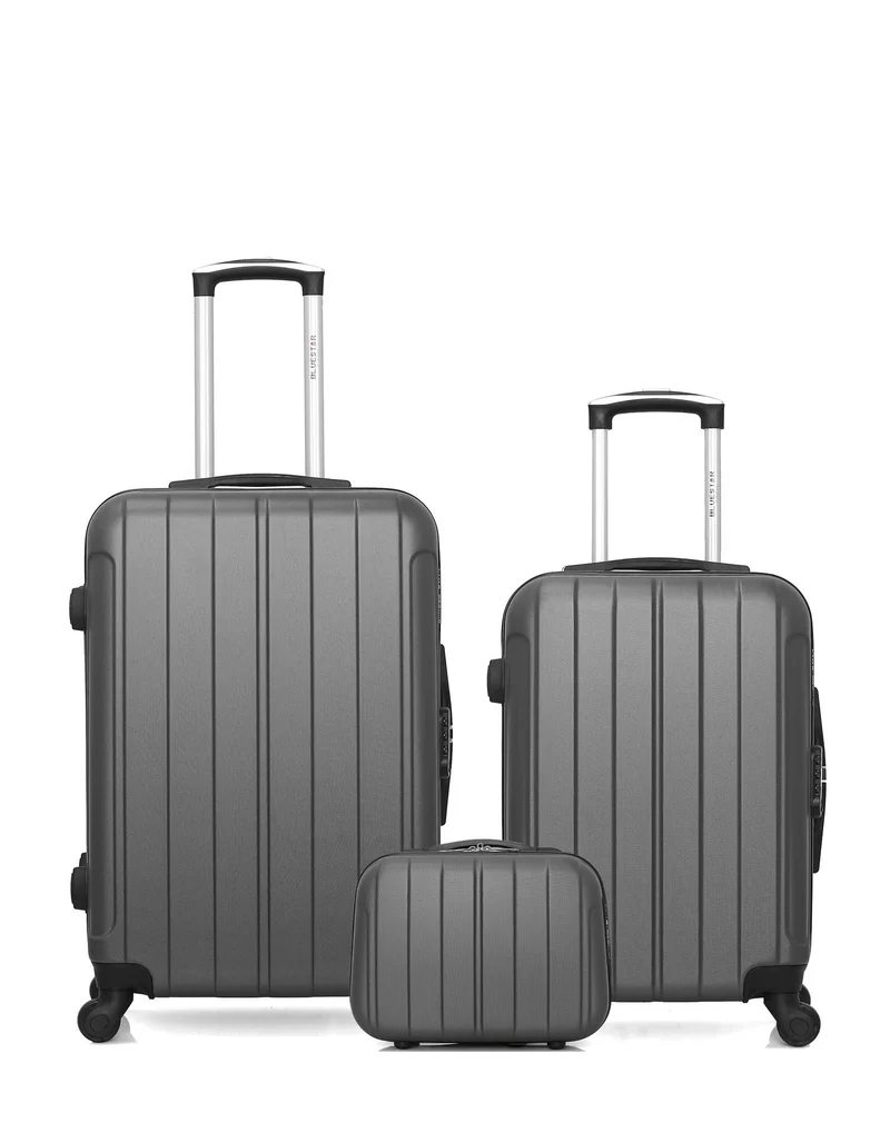 BLUESTAR – 3er-Pack – Mittelgroßer Koffer, Handgepäck und Kosmetikkoffer NAPOLI