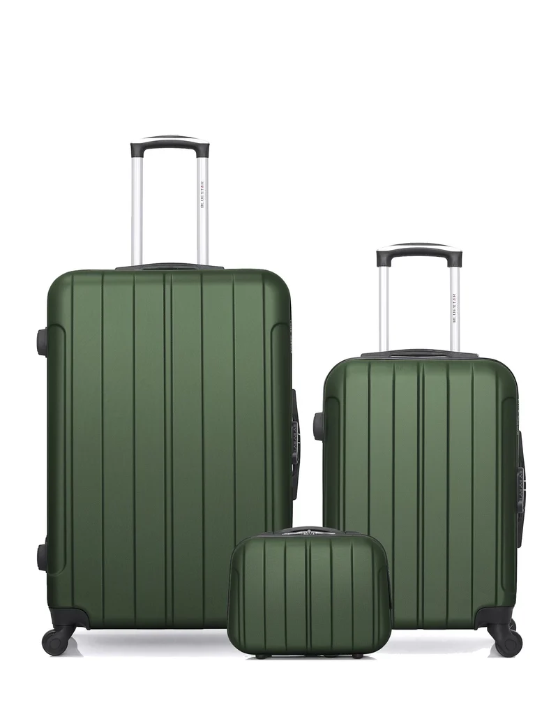 BLUESTAR – 3er-Pack – Großer Koffer, Handgepäck und Kosmetikkoffer NAPOLI
