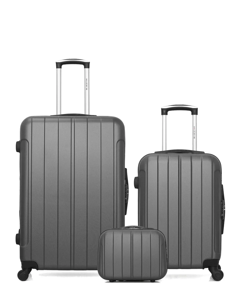 BLUESTAR – 3er-Pack – Großer Koffer, Handgepäck und Kosmetikkoffer NAPOLI