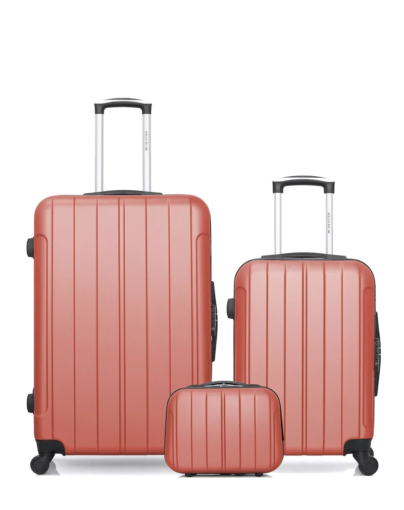 BLUESTAR – 3er-Pack – Großer Koffer, Handgepäck und Kosmetikkoffer NAPOLI