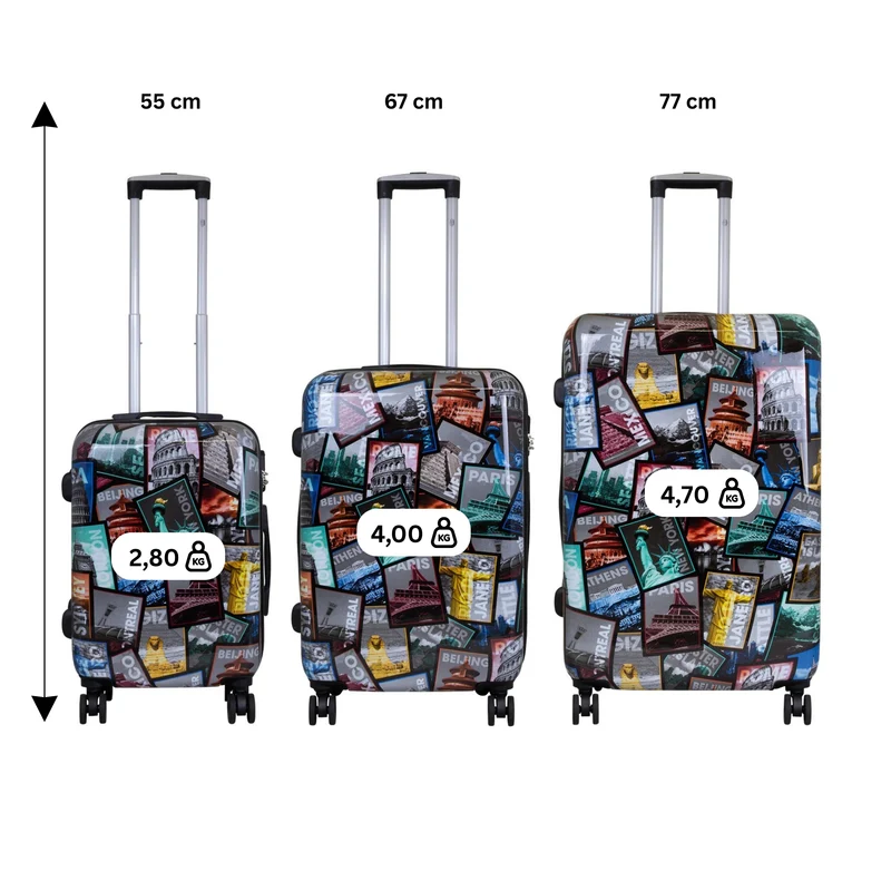 Motivkoffer Design Städtereise – Reisekoffer mit Motiv – Hartschale ABS/Polycarbonat – S M L – leicht & robust