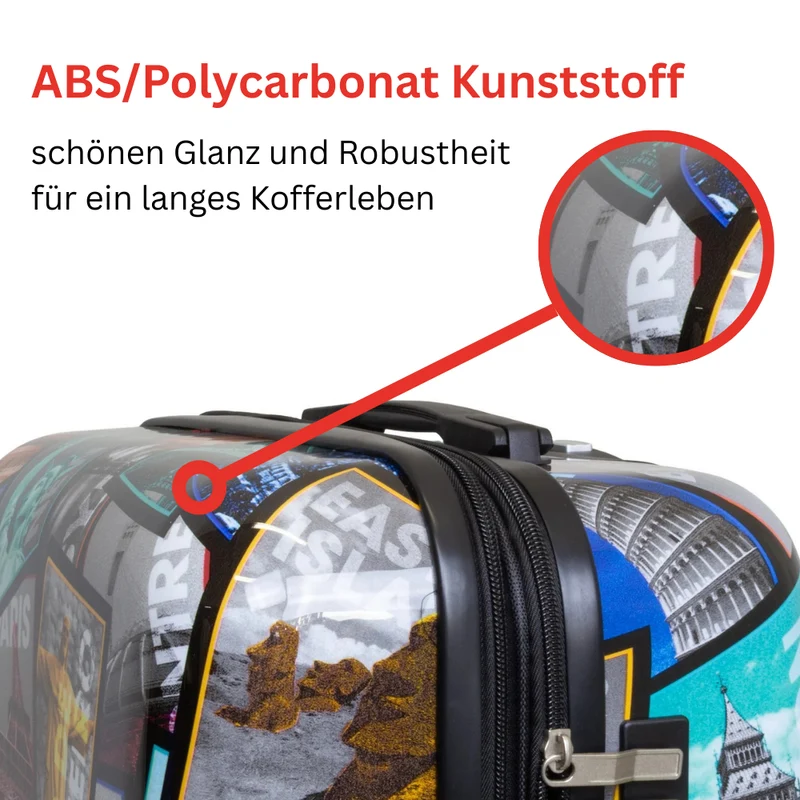 Motivkoffer Design Städtereise – Reisekoffer mit Motiv – Hartschale ABS/Polycarbonat – S M L – leicht & robust