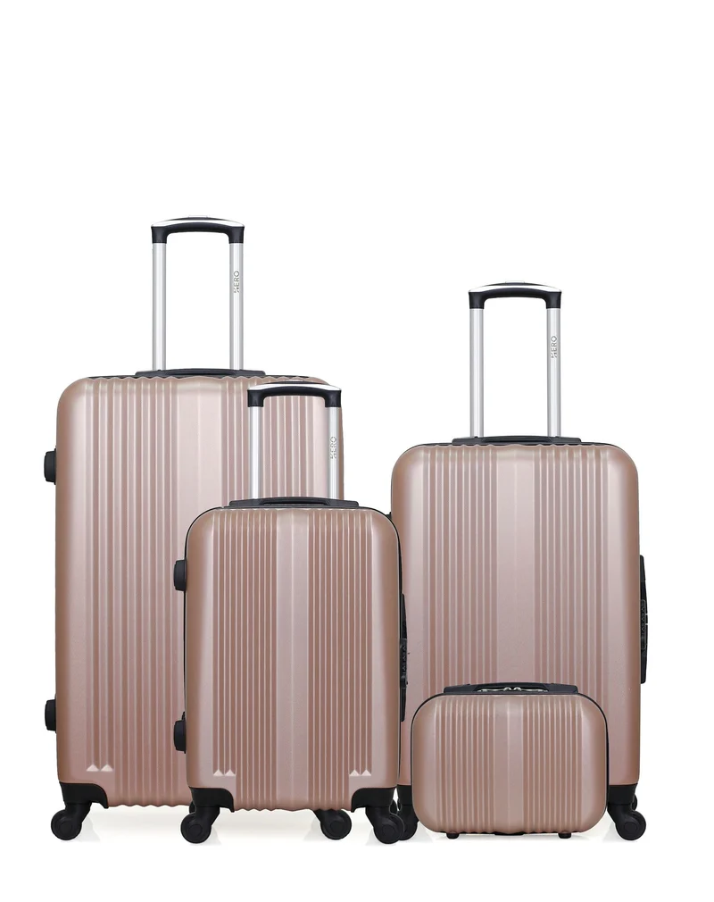 HERO - 4er-Pack - Großer Koffer, mittelgroßer Koffer, Handgepäck und Kosmetikkoffer LIPARI