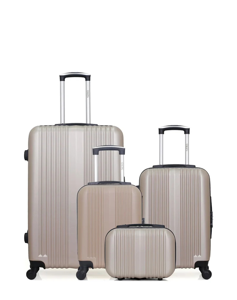 HERO - 4er-Pack - Großer Koffer, Handgepäck, Handgepäck XXS und Kosmetikkoffer LIPARI