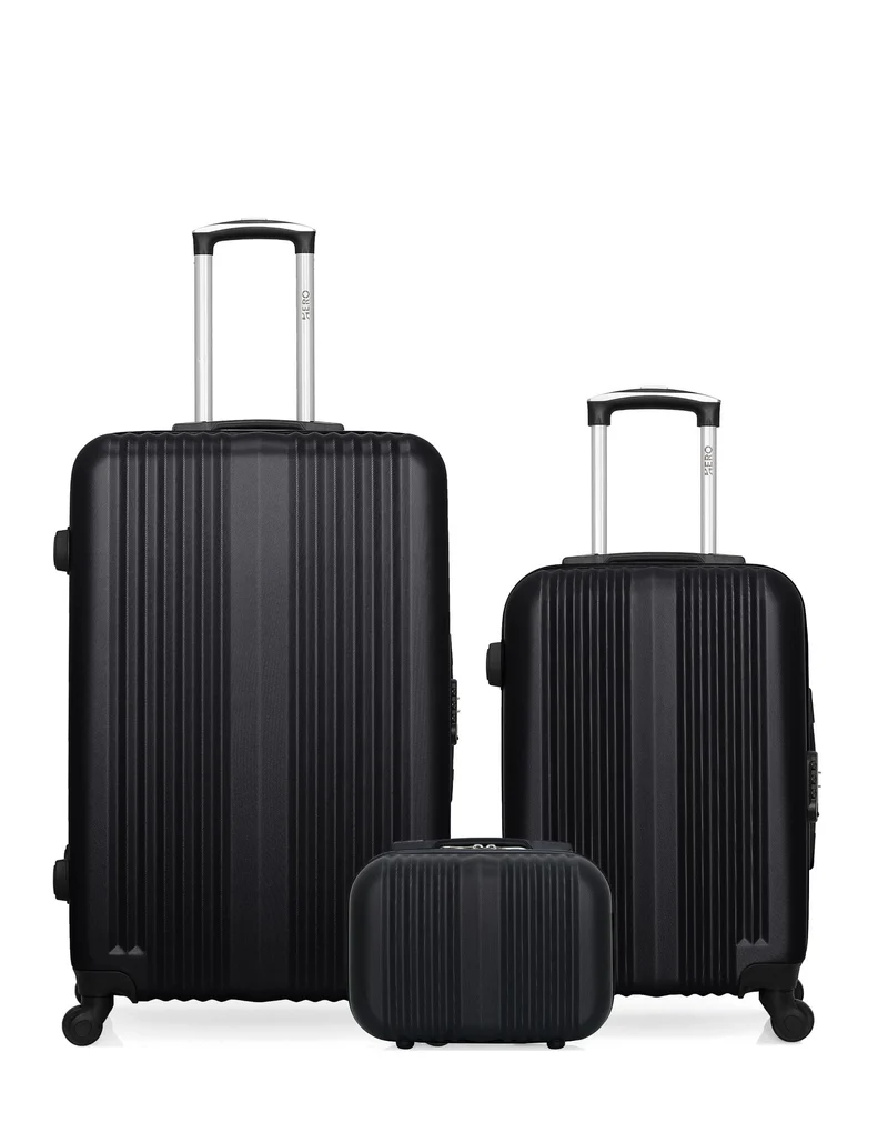 HERO – 3er-Pack – Großer Koffer, Handgepäck und Kosmetikkoffer LIPARI