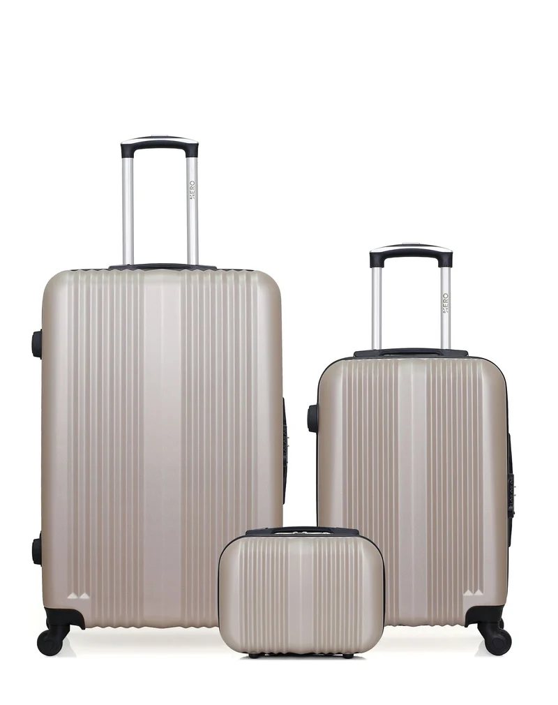 HERO – 3er-Pack – Großer Koffer, Handgepäck und Kosmetikkoffer LIPARI