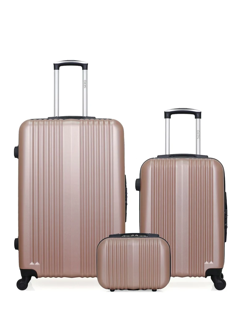 HERO – 3er-Pack – Großer Koffer, Handgepäck und Kosmetikkoffer LIPARI