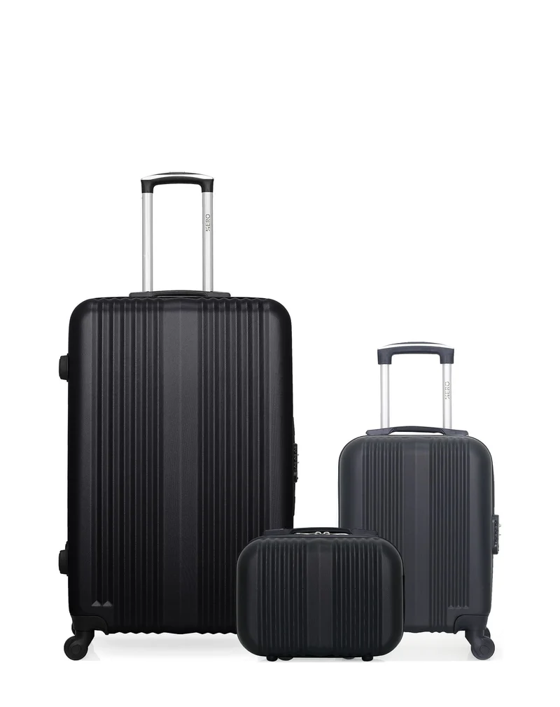 HERO - 3er-Pack - Großer Koffer, Handgepäck XXS und Kosmetikkoffer LIPARI