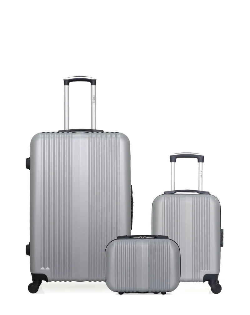 HERO - 3er-Pack - Großer Koffer, Handgepäck XXS und Kosmetikkoffer LIPARI