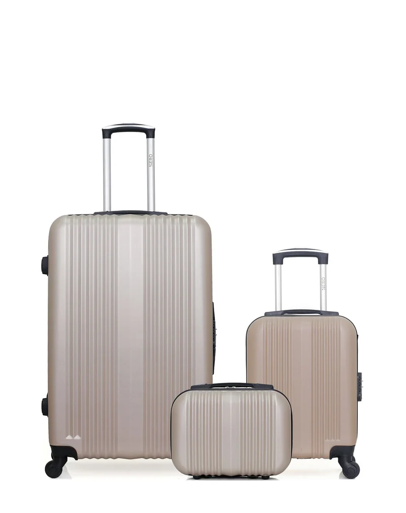 HERO - 3er-Pack - Großer Koffer, Handgepäck XXS und Kosmetikkoffer LIPARI